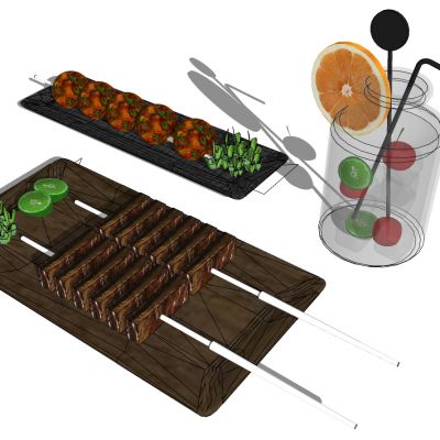 烤串饮料食物组合