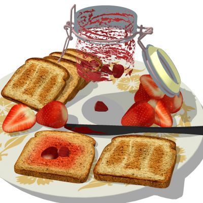 面包草莓食物组合