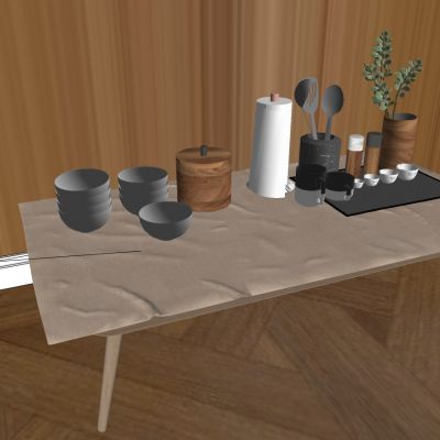 现代餐具装饰绿植餐具组合