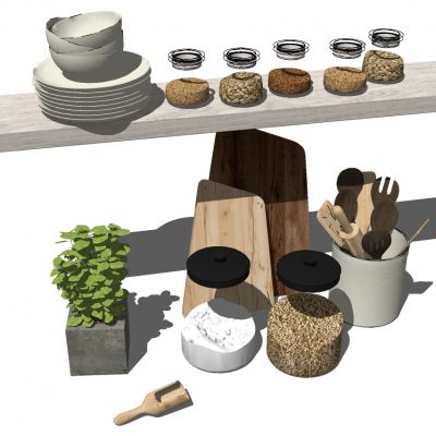 厨房用品调料罐盘子木制置物架调味品