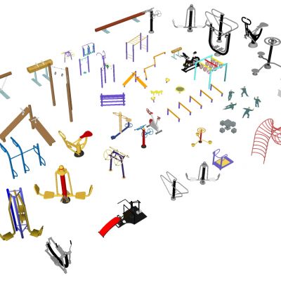 现代广场户外健身器材太空漫步机组合