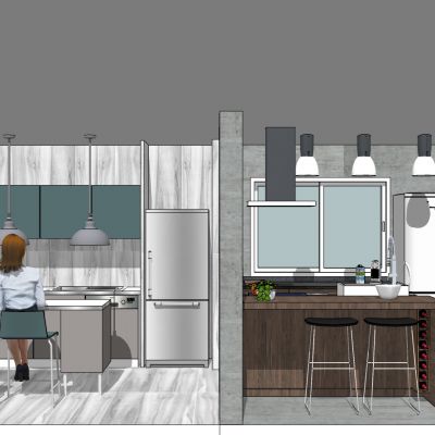 现代北欧轻奢工业风厨柜