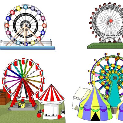 现代儿童游乐园游乐设施摩天轮组合