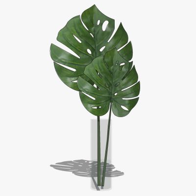 现代玻璃花瓶插花花艺芭蕉叶职务摆件饰品