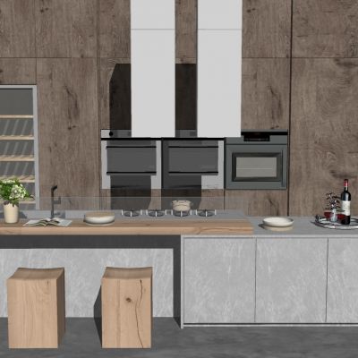 现代北欧轻奢工业风厨柜