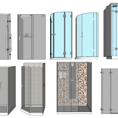 现代简欧美式半圆形方形斜边形淋浴房花洒手巾洗浴用品