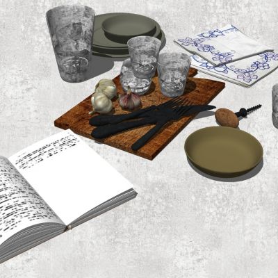 现代书本餐具组合