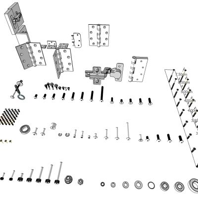 现代五金器材构件螺丝构件螺丝母折页构件
