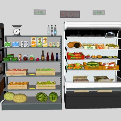 超市冷饮冷藏保鲜柜水果架果汁矿泉水称重饮料机货架组合