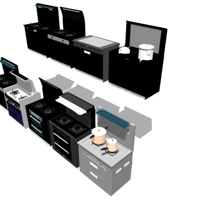 现代独立集成燃气灶吸油烟机