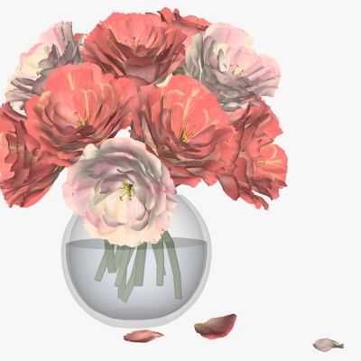 现代玻璃花瓶插花花艺月季摆件饰品