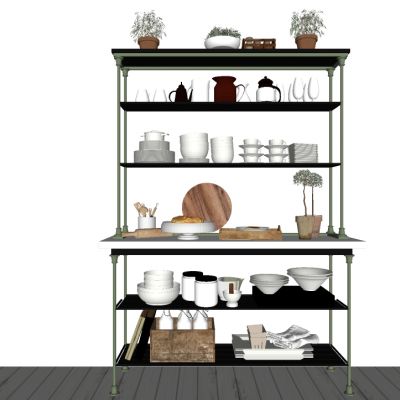 现代厨房餐具架储物架盘子水壶