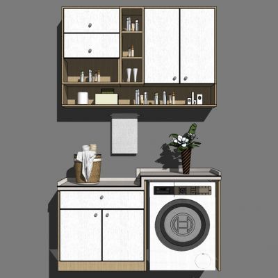 现代阳台洗衣机吊柜藤编编织收纳筐