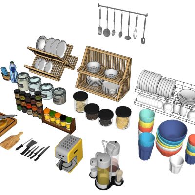 木质金属餐具架调料菜板厨房用品组合