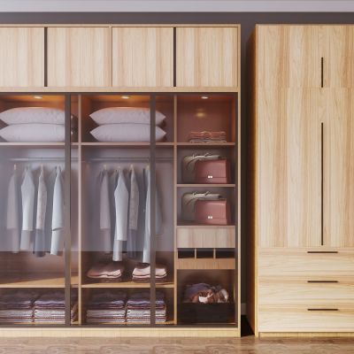 现代北欧轻奢实木衣柜