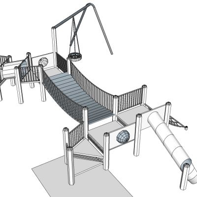 现代儿童游乐园游乐设施儿童滑梯桥组合