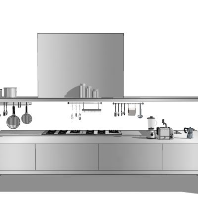 现代拉丝不锈钢厨柜