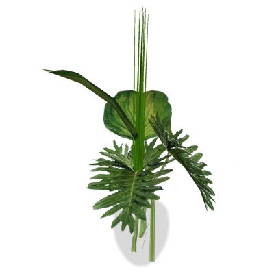 现代玻璃花瓶插花花艺摆件芭蕉叶