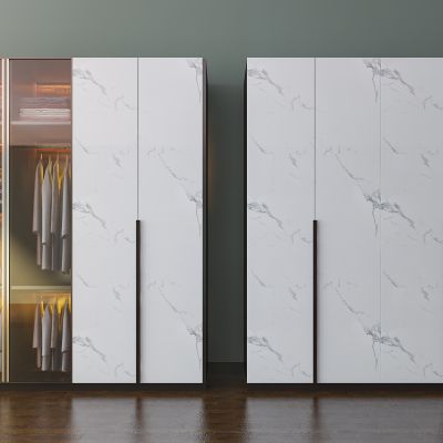 现代北欧轻奢风格大理石门饰面衣柜