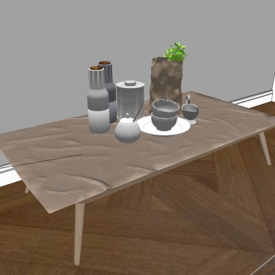 现代餐具纸盒装饰绿植餐具组合