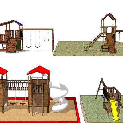 现代儿童游乐园游乐设施儿童滑梯秋千组合