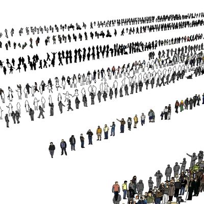 各种人物人群黑白剪影人物
