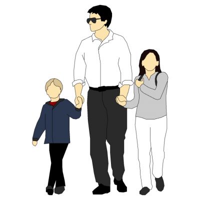 现代休闲男人女人孩子