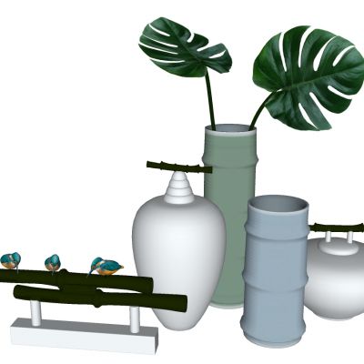 花卉花瓶插花花艺摆件SU模型