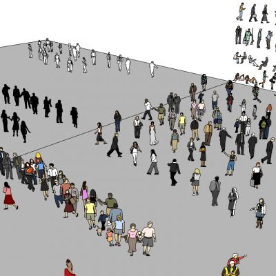 各种人物人群黑白剪影人物