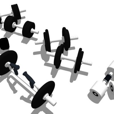 现代健身房杠铃哑铃