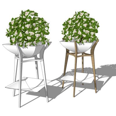 现代植物盆栽花盆花架