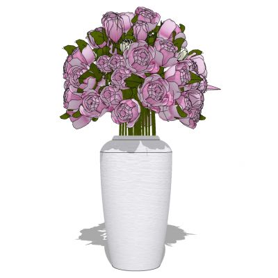 欧式法式插花花瓶大花艺摆件玫瑰花SU模型