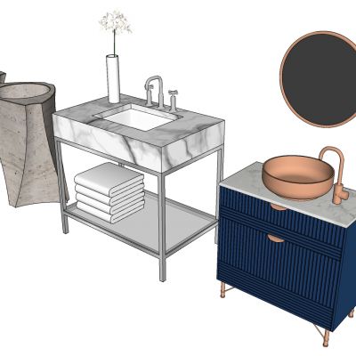 现代轻奢异形柱状石材台盆圆形台上盆