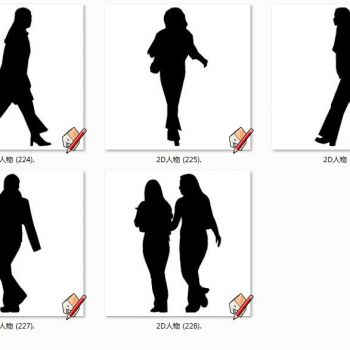 各种人物人群黑白剪影人物