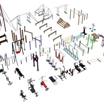 现代广场户外健身器材太空漫步机组合