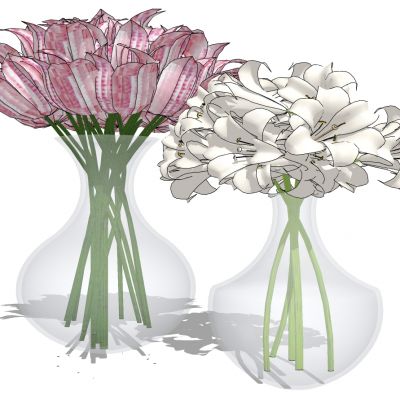 现代玻璃花瓶插花花艺摆件百合花