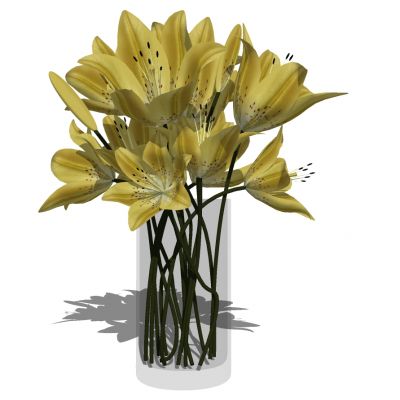 现代玻璃花瓶插花花艺摆百合花件