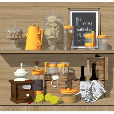 柠檬调料餐具厨房组合