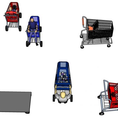 超市购物车构件平板车构件手推车合集