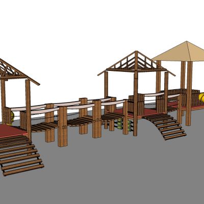 现代儿童游乐园游乐设施儿童滑梯木桥组合