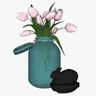 现代玻璃花瓶插花花艺水仙花摆件饰品