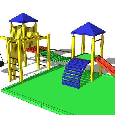 现代儿童游乐园游乐设施儿童滑梯构件桥构件轮胎秋千组合