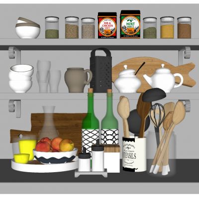 厨房摆件调料罐瓶子勺子碗调味用品菜板果盘水果