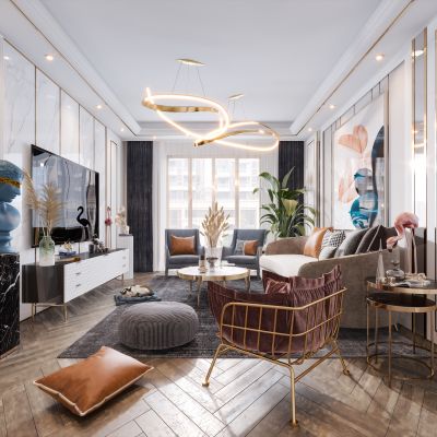 现代北欧简欧风格轻奢客厅