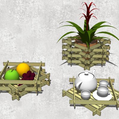 现代北欧田园异形水果茶具置物架装饰花盆