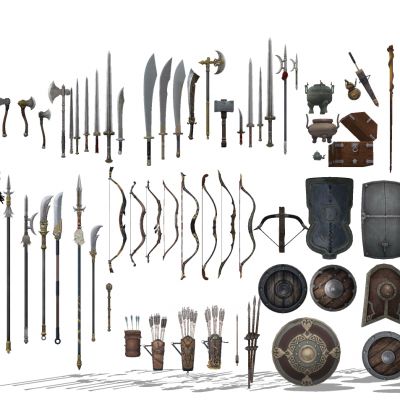 刀枪弓弩盾牌武器铜炉葫芦弩箭大刀斧头组合