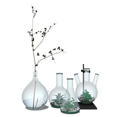 现代玻璃花瓶插花花艺摆件