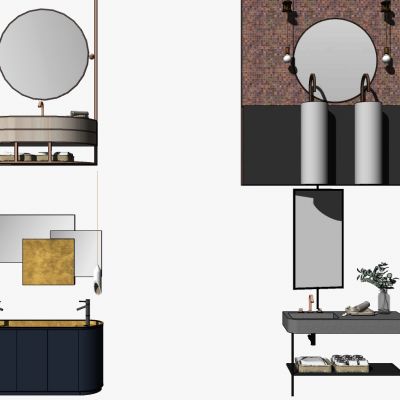 现代轻奢铁艺工业风洗手台