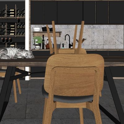 现代北欧工业风红酒柜