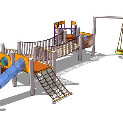 现代儿童游乐园游乐设施儿童滑梯秋千组合